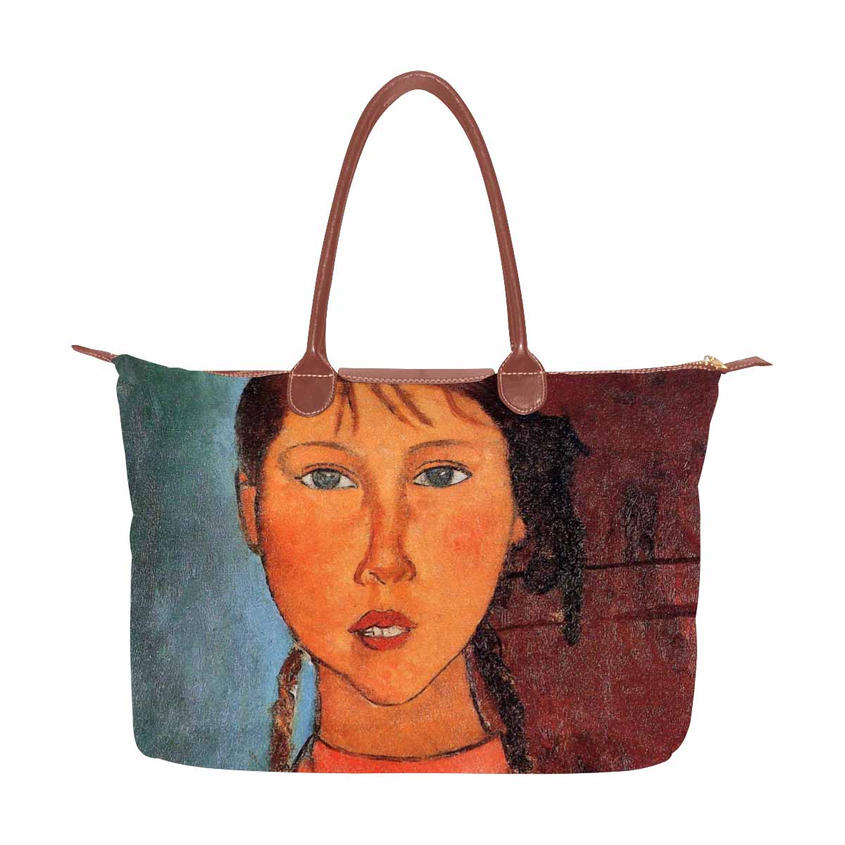 Classic handbag, Modigliani design, choice of 2 colors, Girl with plaits