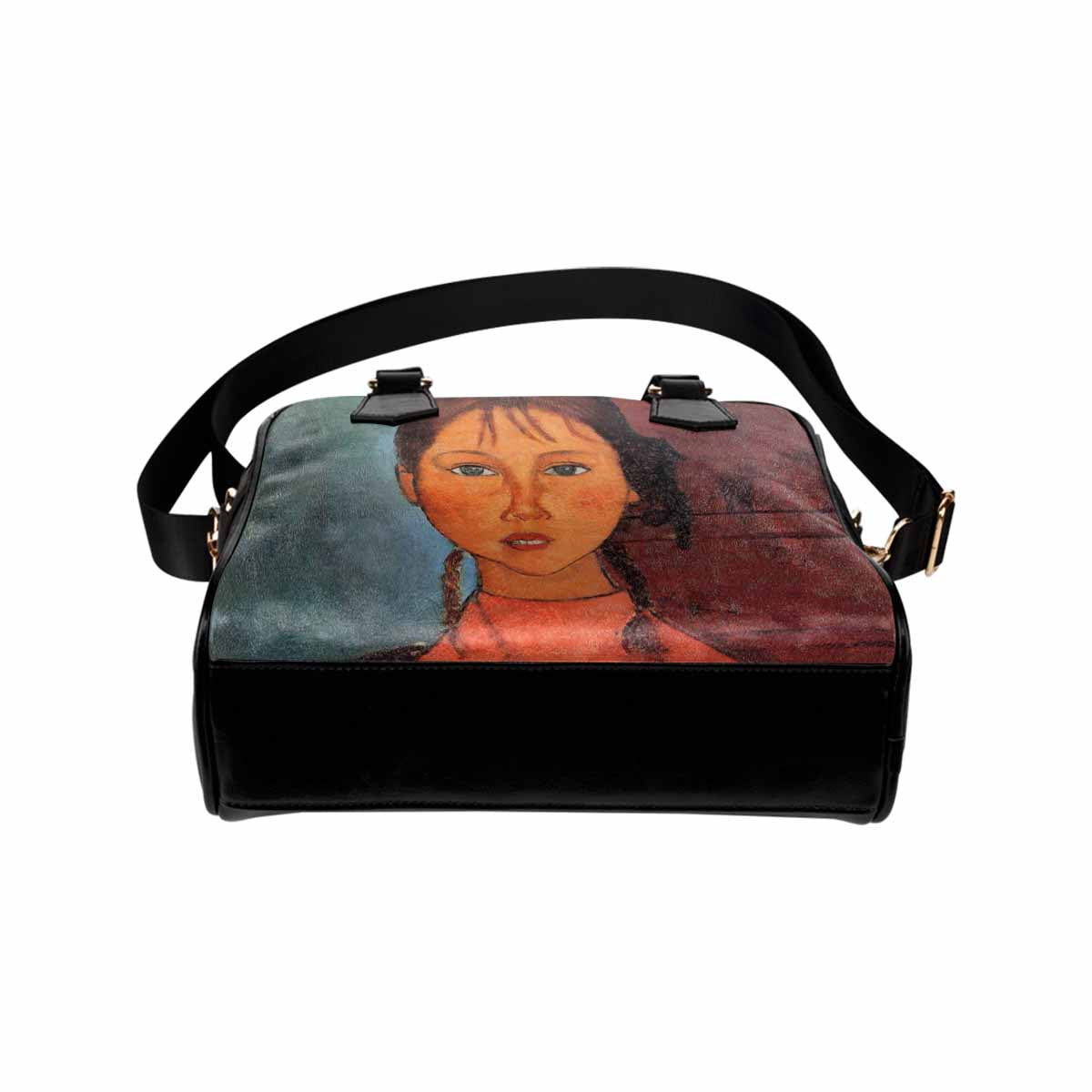 Shoulder PU Leather handbag, Modigliani design, choice of 2 colors, Girl with plaits