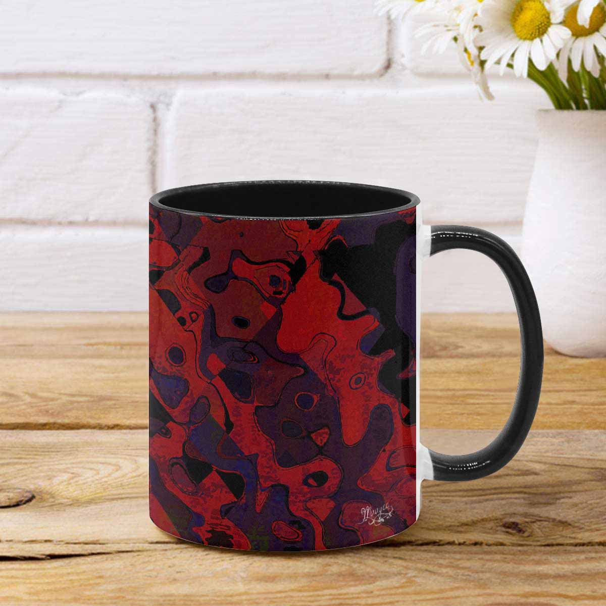 Coffee Mug, tea cup, black core, abstract, design 100