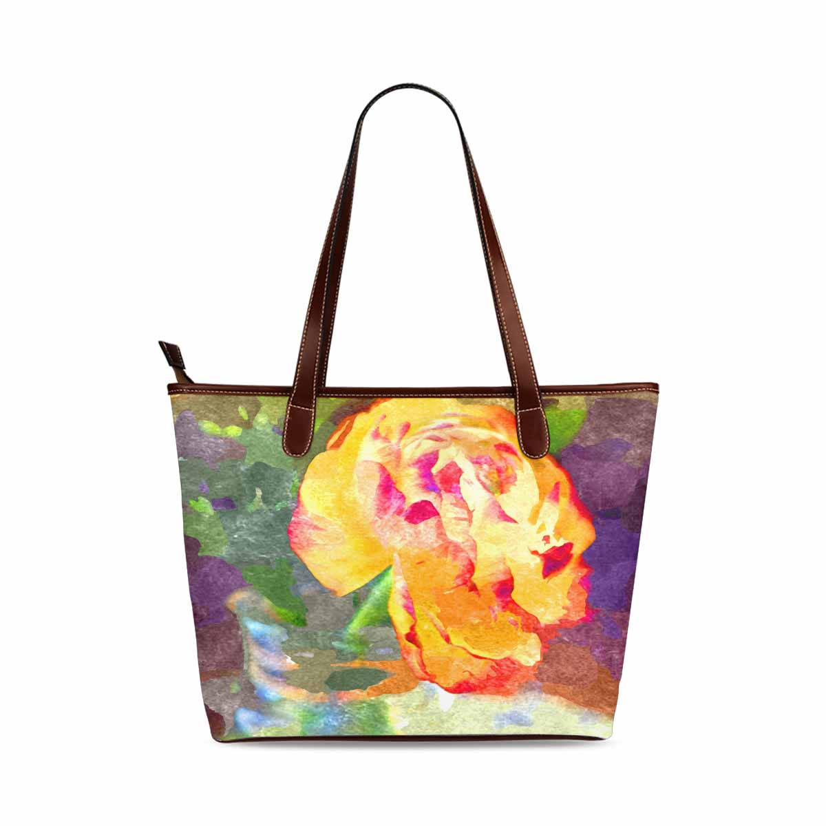 Classic Fabric handbag, watercolor floral, design 128