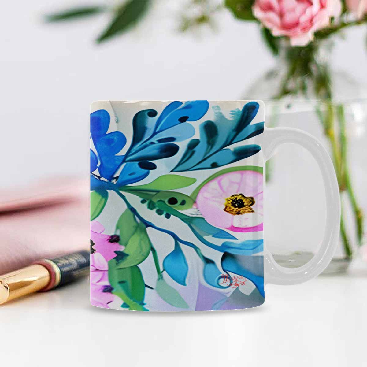 Quality Mug, coffee mug, tea cup, Bright florals, Set 1, Design 5
