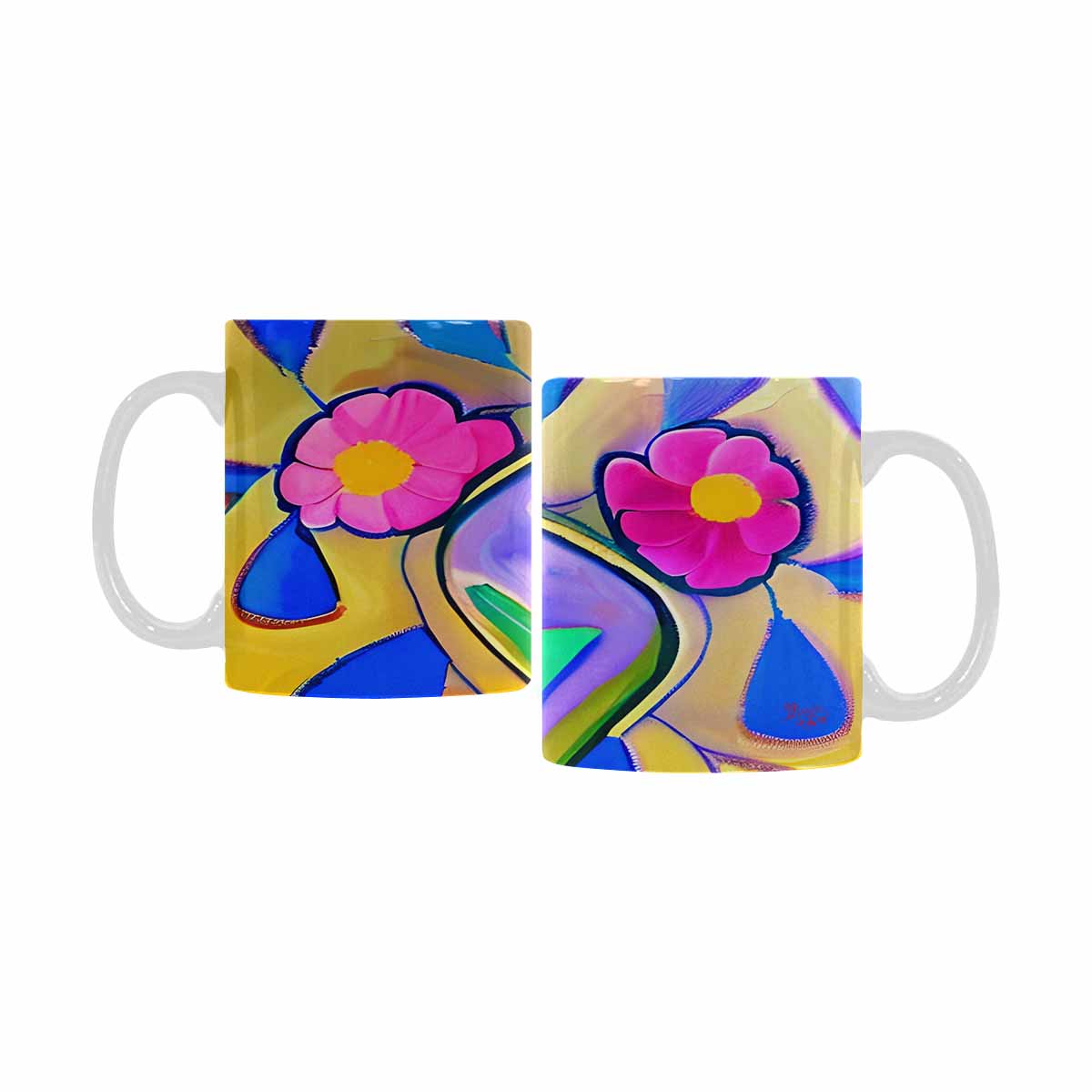 Quality Mug, coffee mug, tea cup, Bright florals, Set 1, Design 72