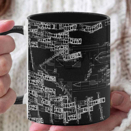 Coffee Mug, tea cup, black core, abstract, design 127