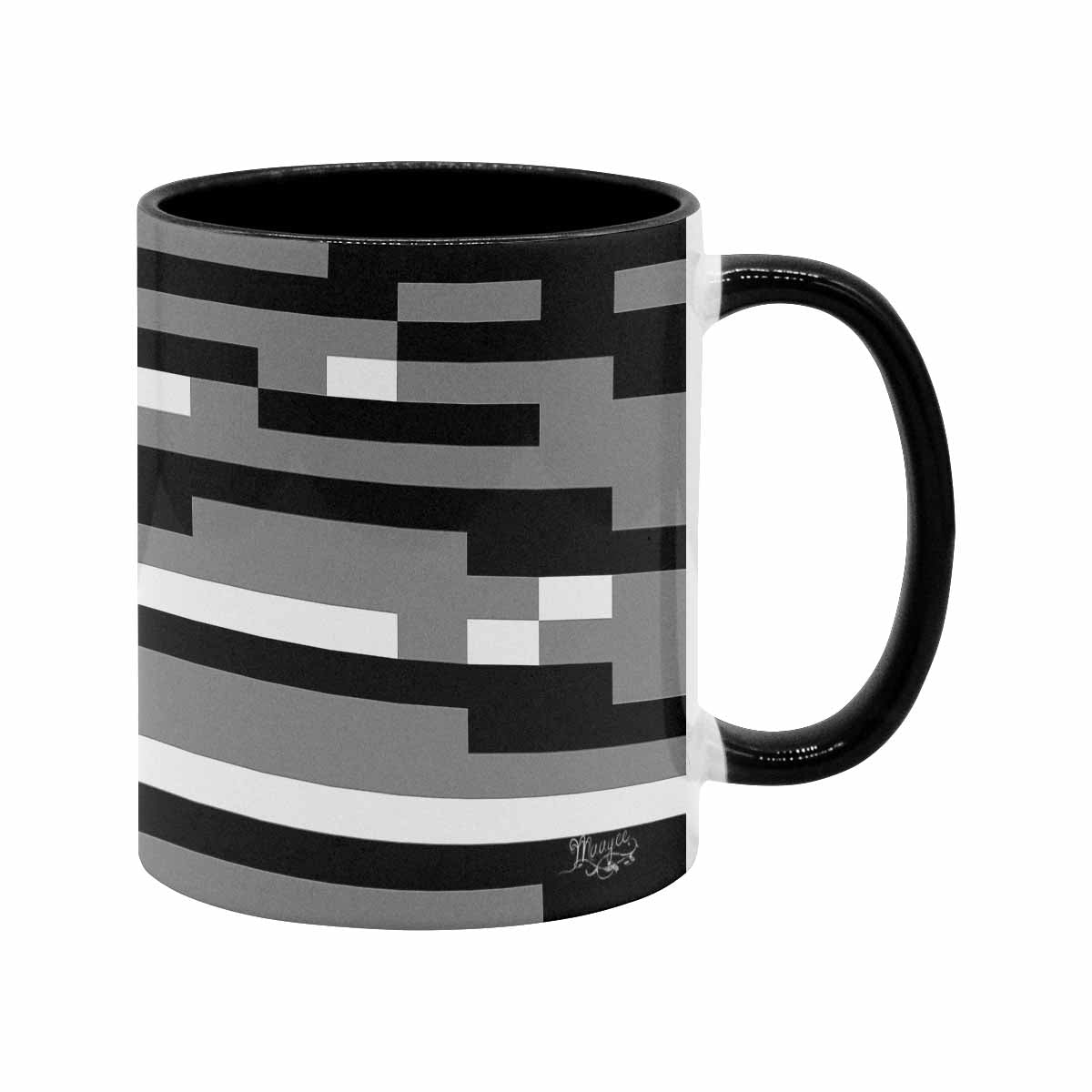 Coffee Mug, tea cup, black core, abstract, design 22