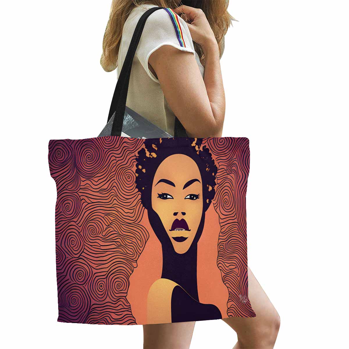 Canvas tote bag, Large, Black Faces, Set 1, design 49