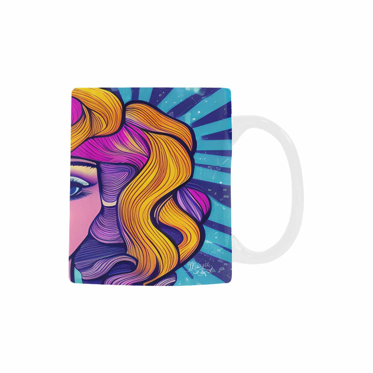 USA, Color Coffee Mug, tea cup, caucasian Face, design 38