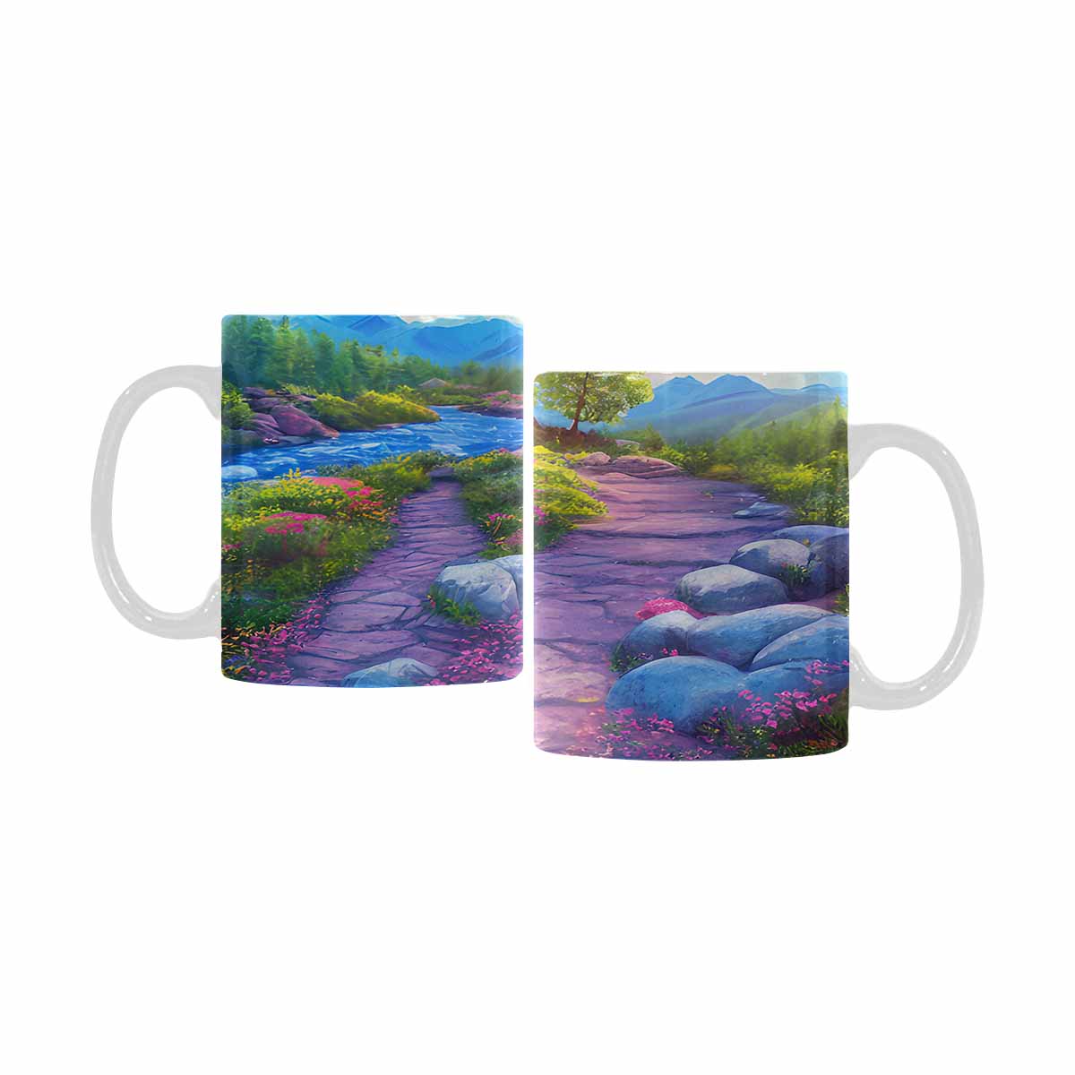 Rivers & Mountains Landscape mugs, set 1 design 11