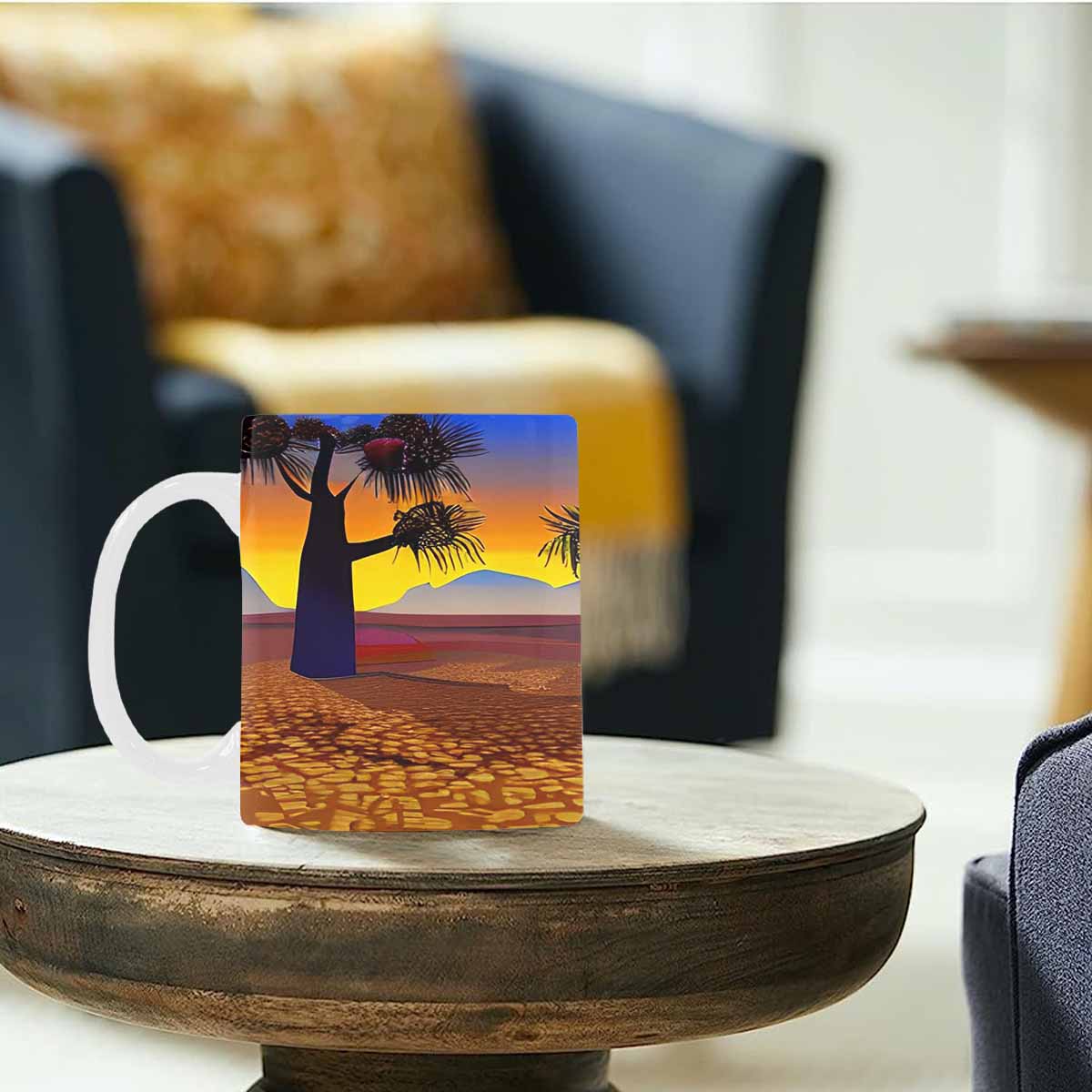 Coffee Mug, tea cup, desert scene, design 58