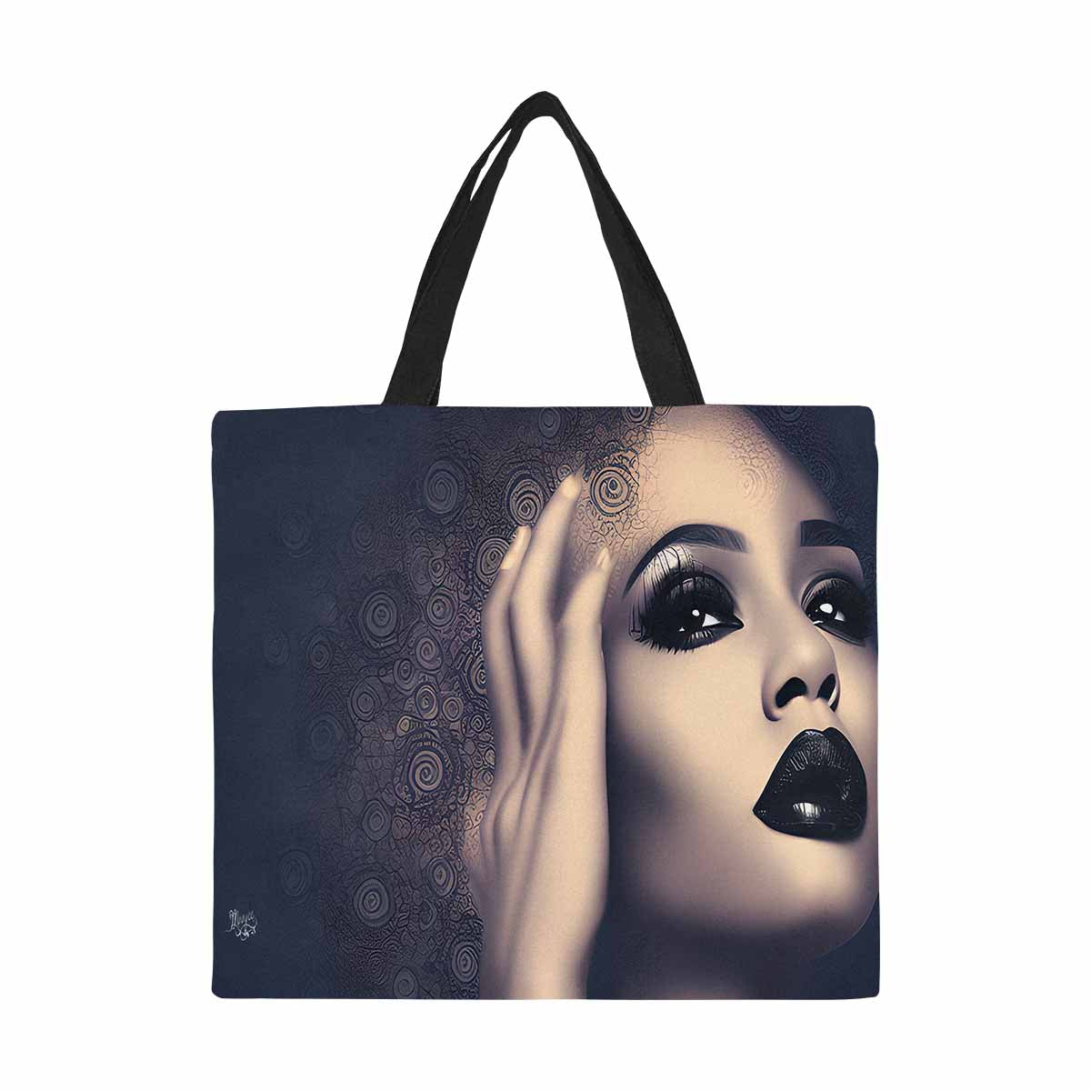 Canvas tote bag, Large, Black Faces, Set 1, design 62