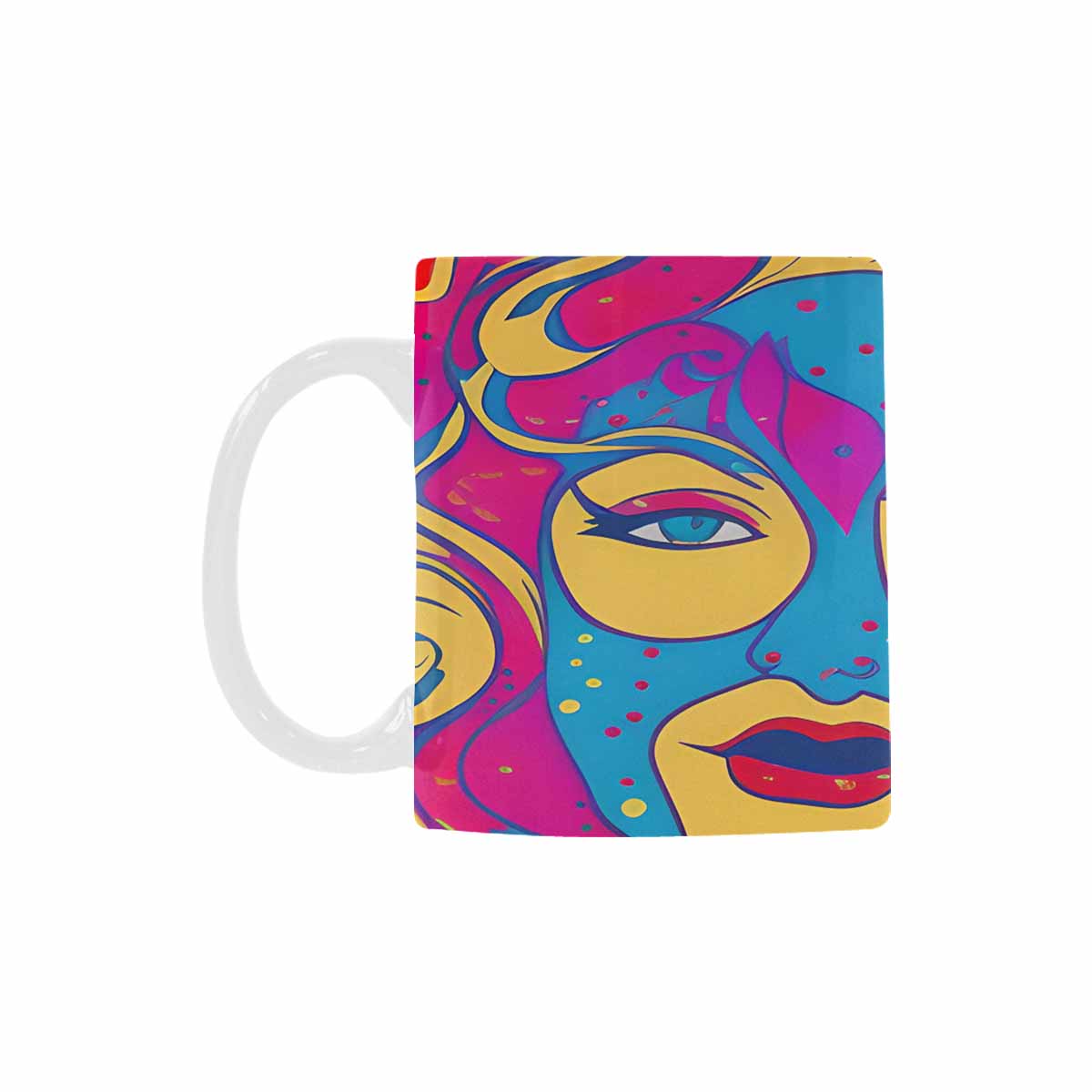 USA, Color Coffee Mug, tea cup, caucasian Face, design 36