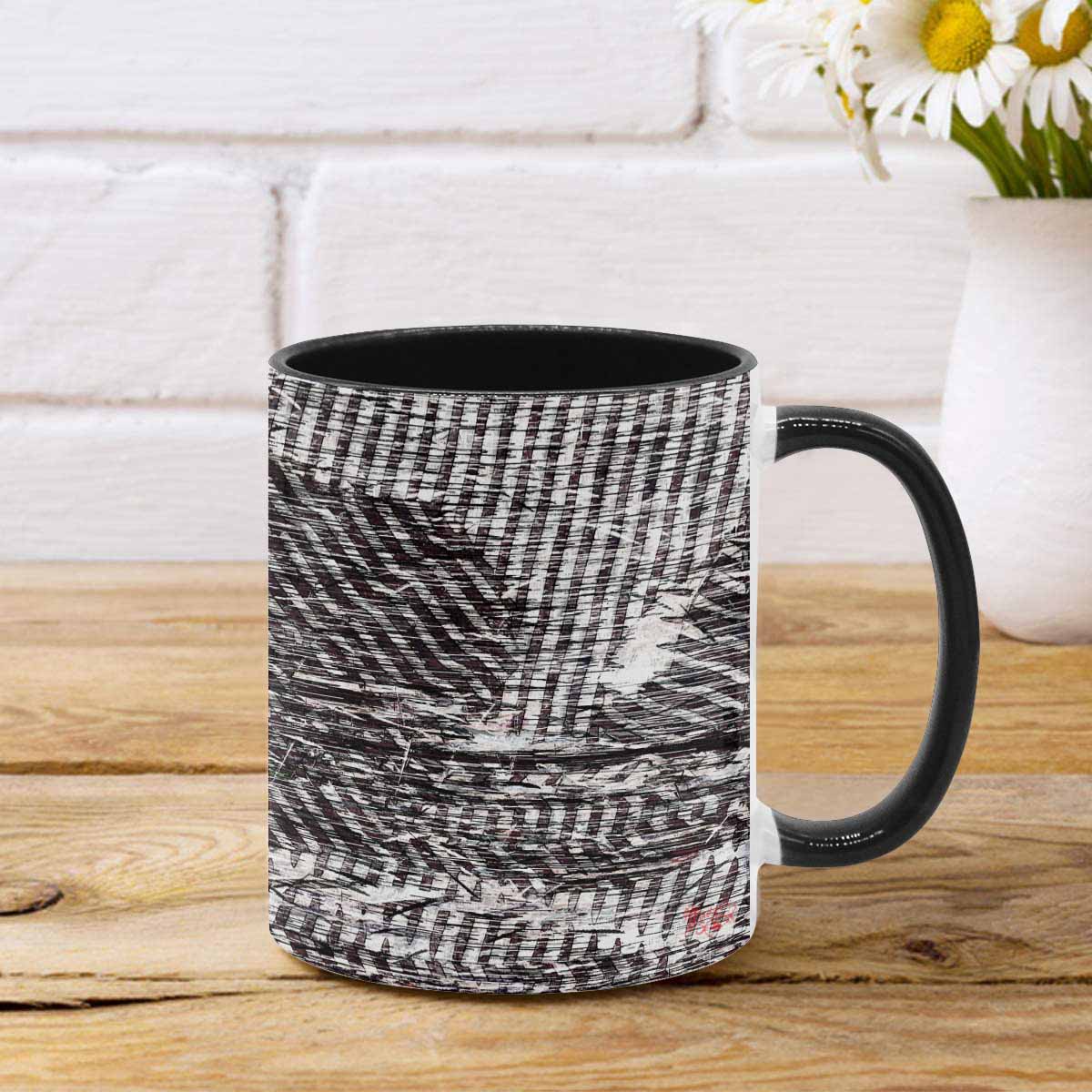 Coffee Mug, tea cup, black core, abstract, design 133