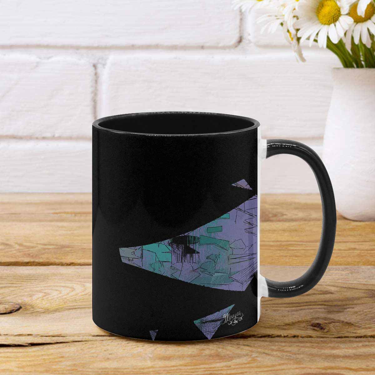 Coffee Mug, tea cup, black core, abstract, design 101