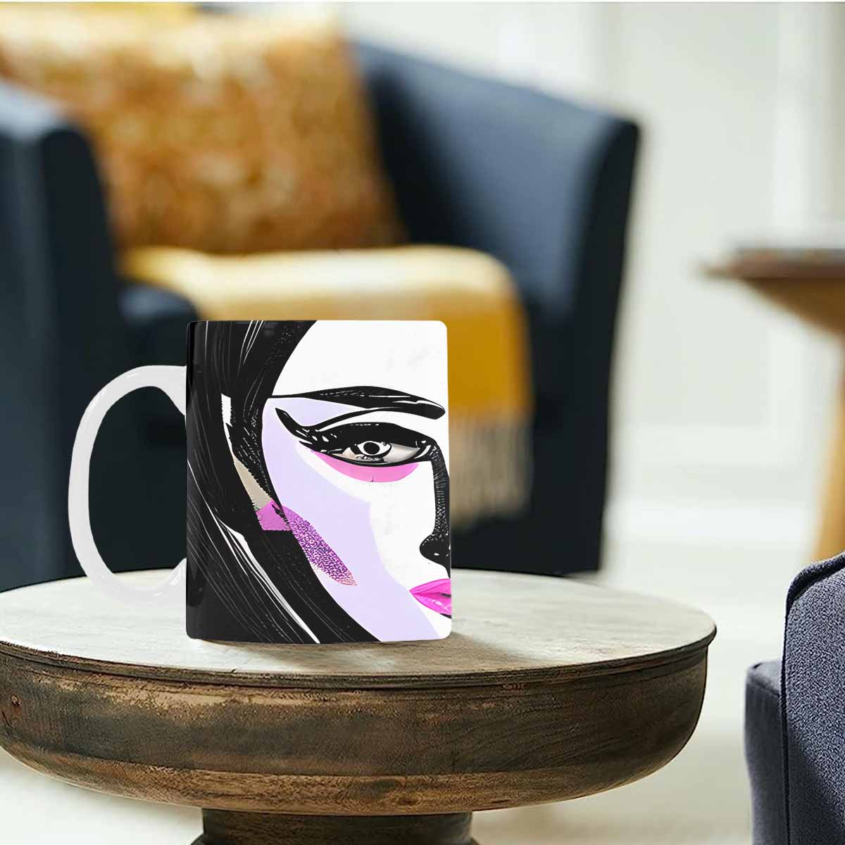 Coffee Mug, tea cup,caucasian Face, design 49