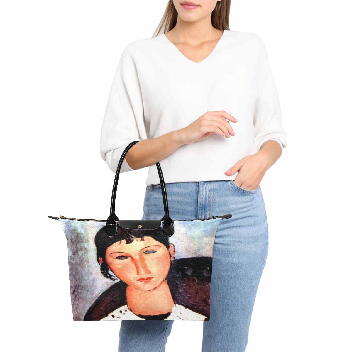 Classic handbag, Modigliani design, choice of 2 colors, Elvira