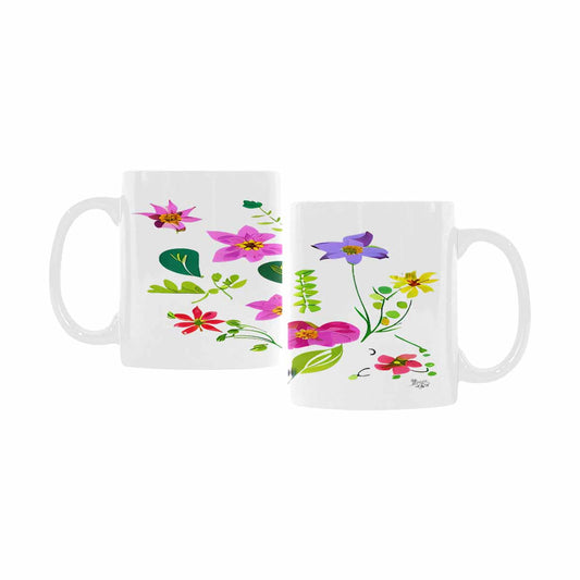 USA made Quality Mug, coffee mug, tea cup, Bright florals, Set 2, design 89