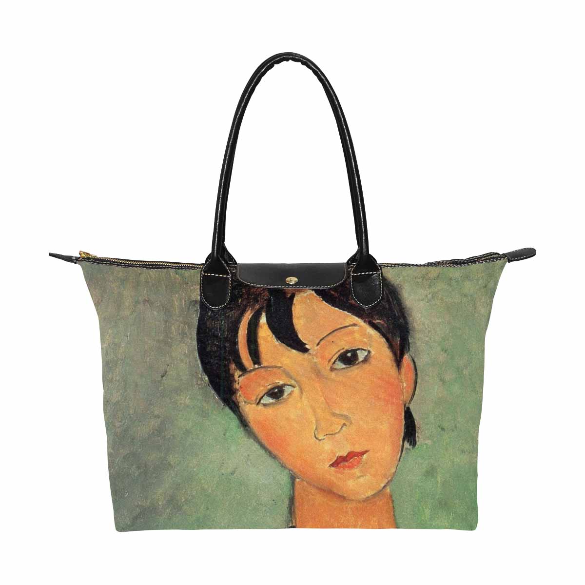 Classic handbag, Modigliani design, choice of 2 colors, Girl with a black robe