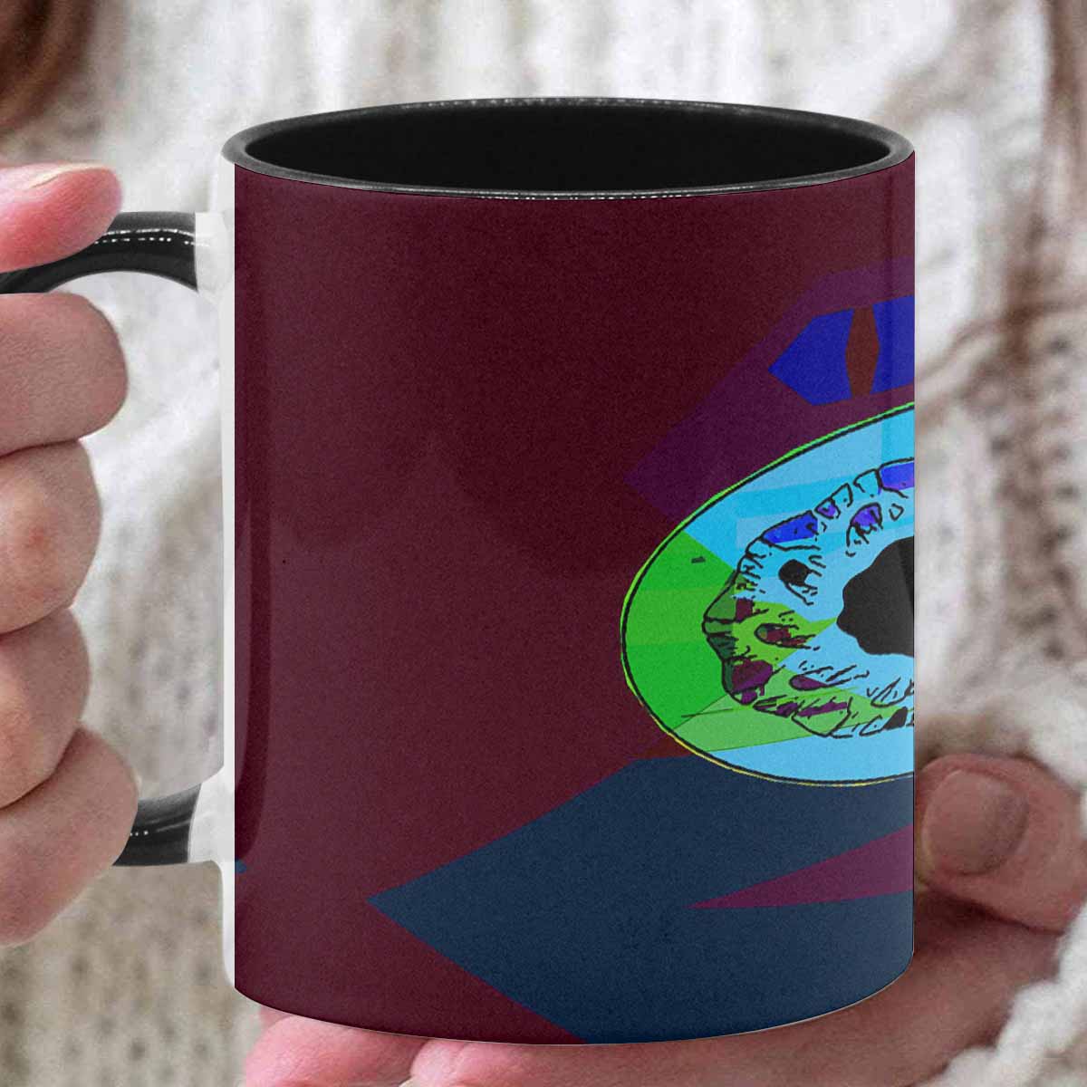 Coffee Mug, tea cup, black core, abstract, design 135