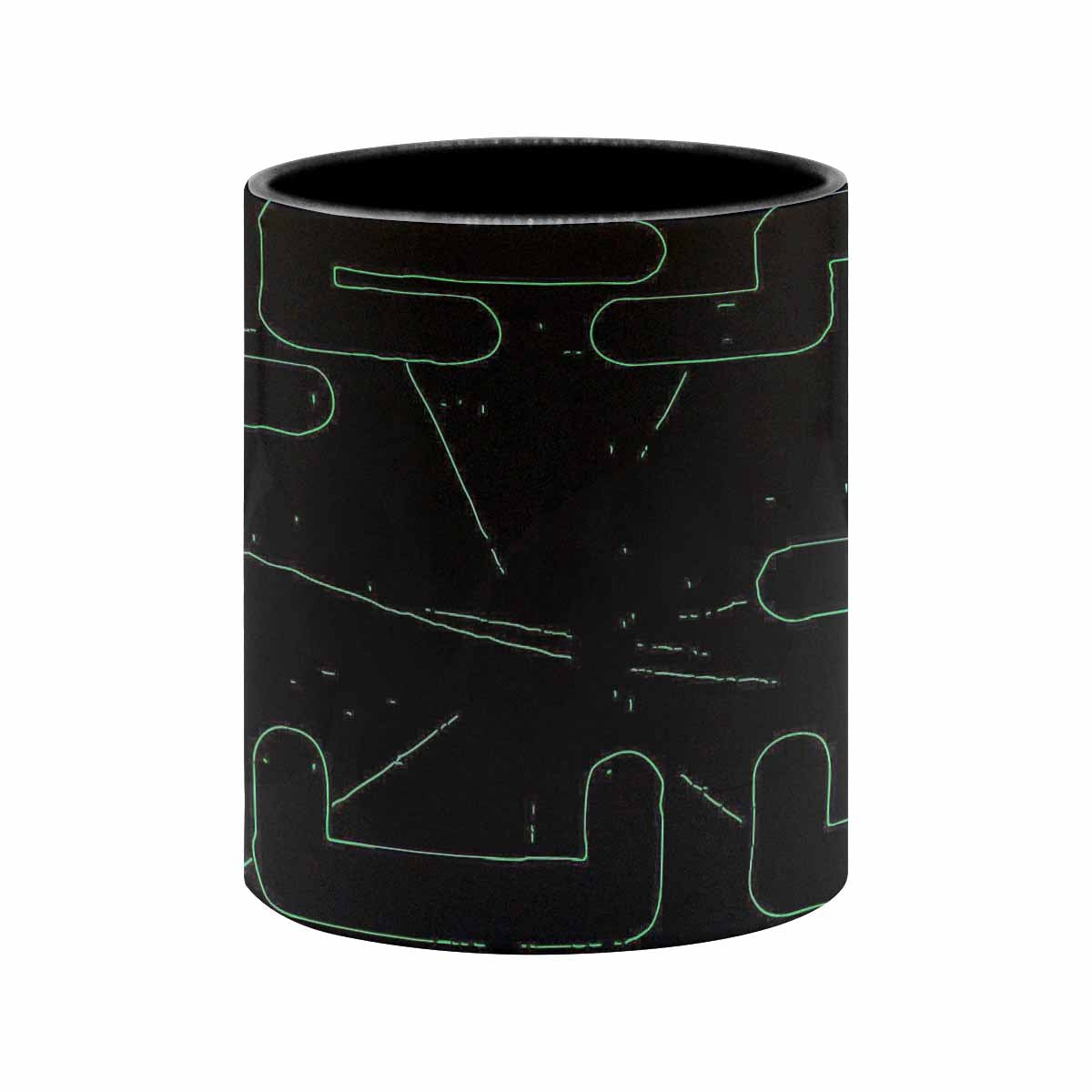 Coffee Mug, tea cup, black core, abstract, design 129