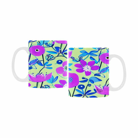 USA made Quality Mug, coffee mug, tea cup, Bright florals, Set 1, Design 158