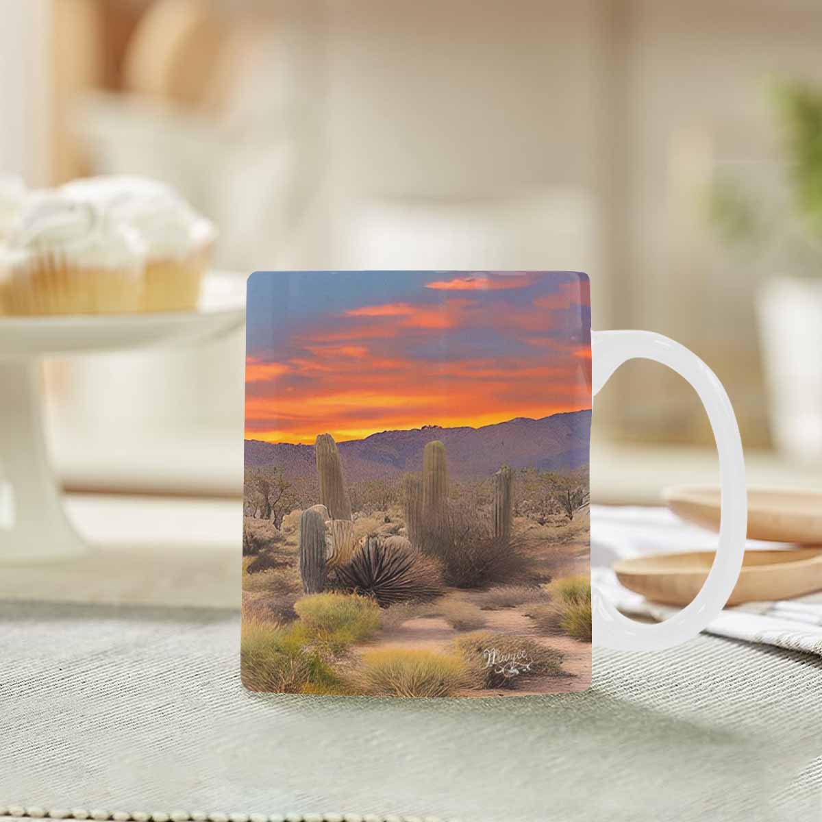 Coffee Mug, tea cup, desert scene, design 78