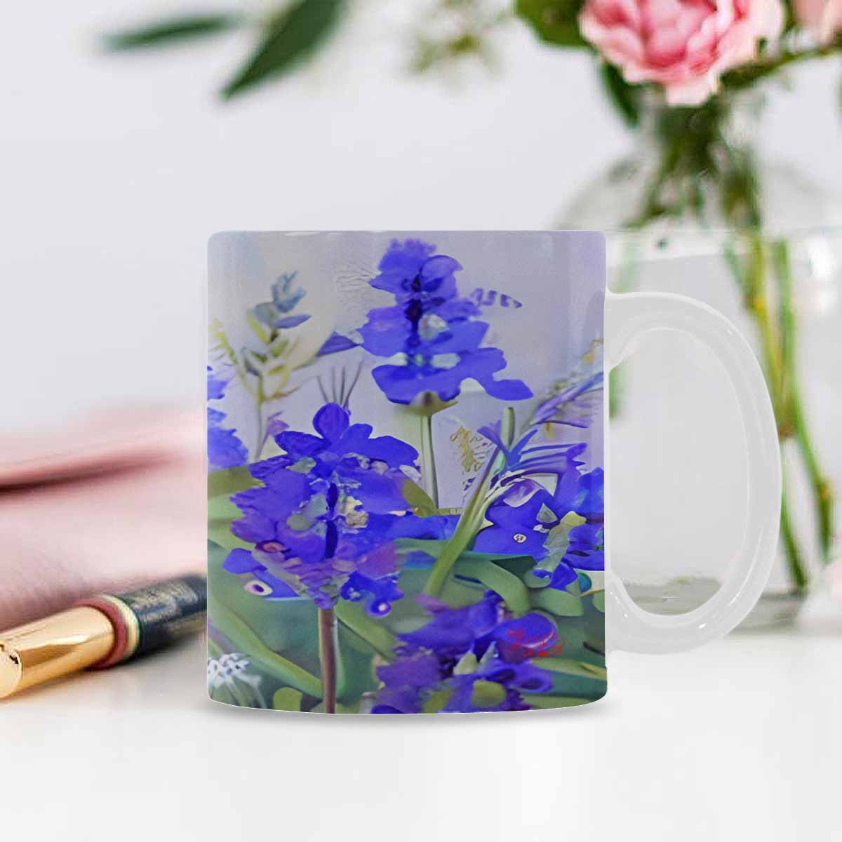 USA made Quality Mug, coffee mug, tea cup, Bright florals, Set 1, Design 87