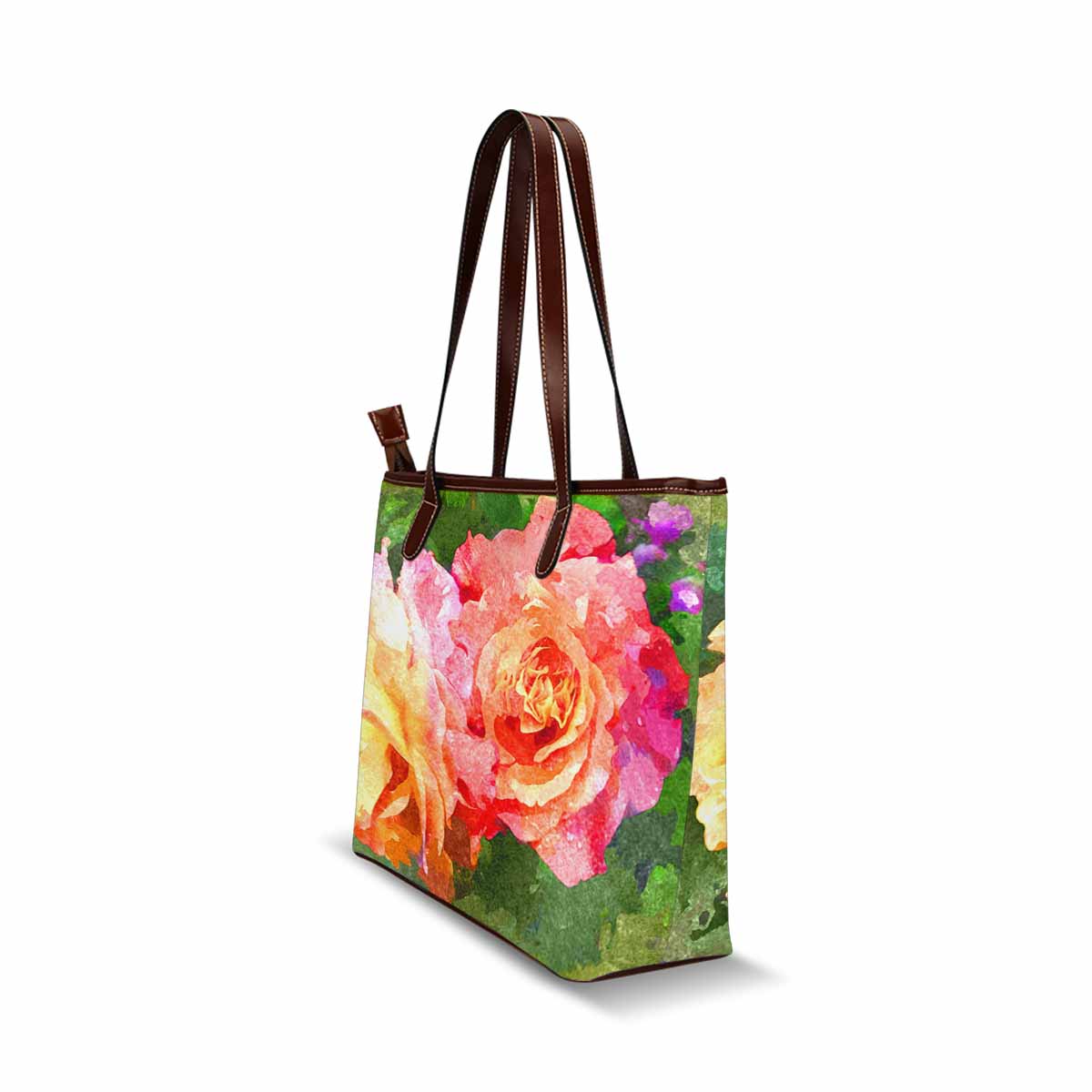 Classic Fabric handbag, watercolor floral, design 218