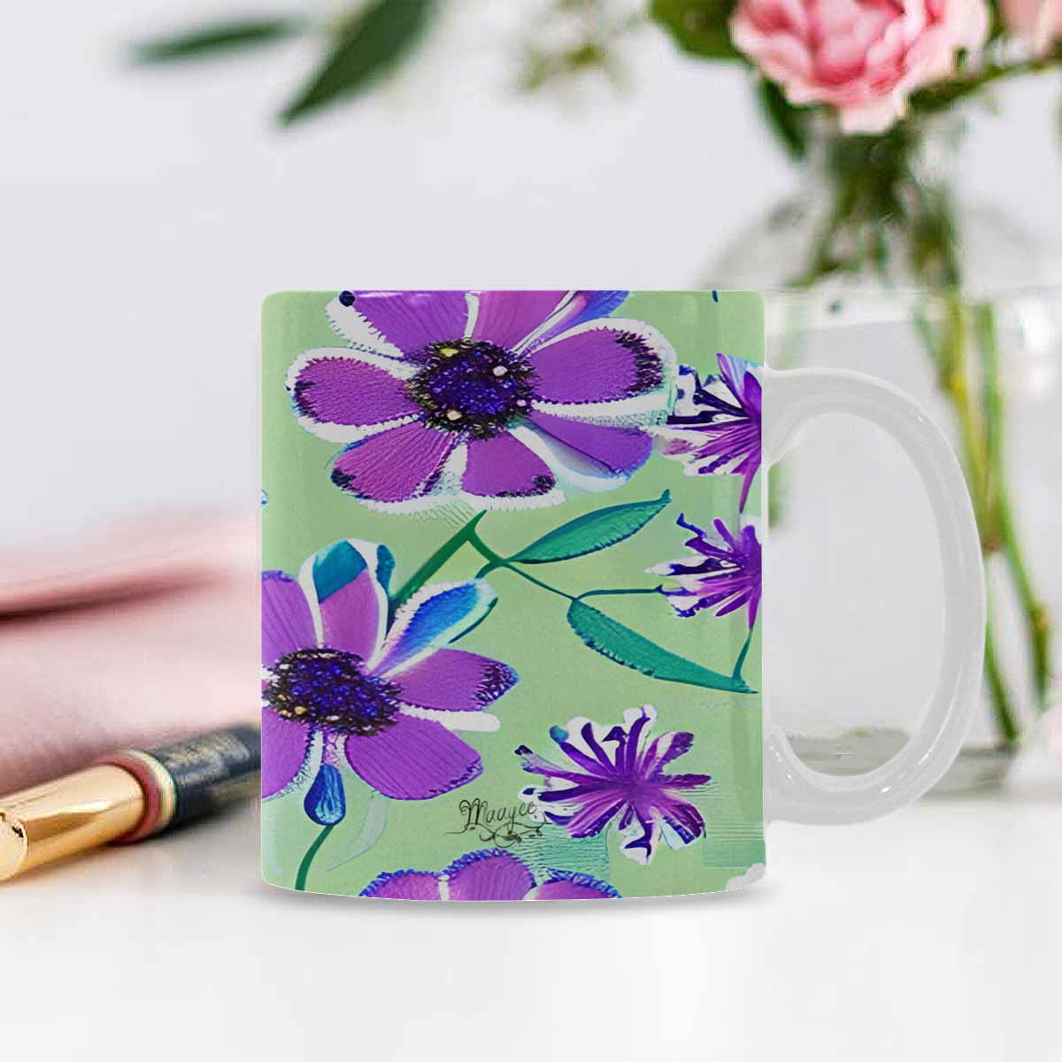 Quality Mug, coffee mug, tea cup, Bright florals, Set 1, Design 143