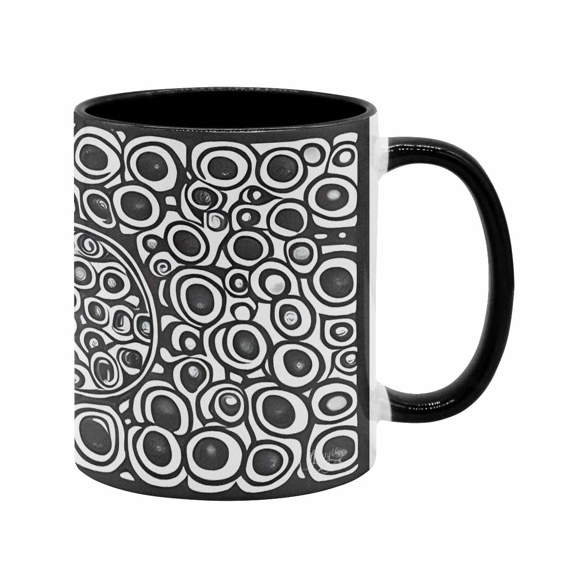 Coffee Mug, tea cup, black core, abstract, design 27