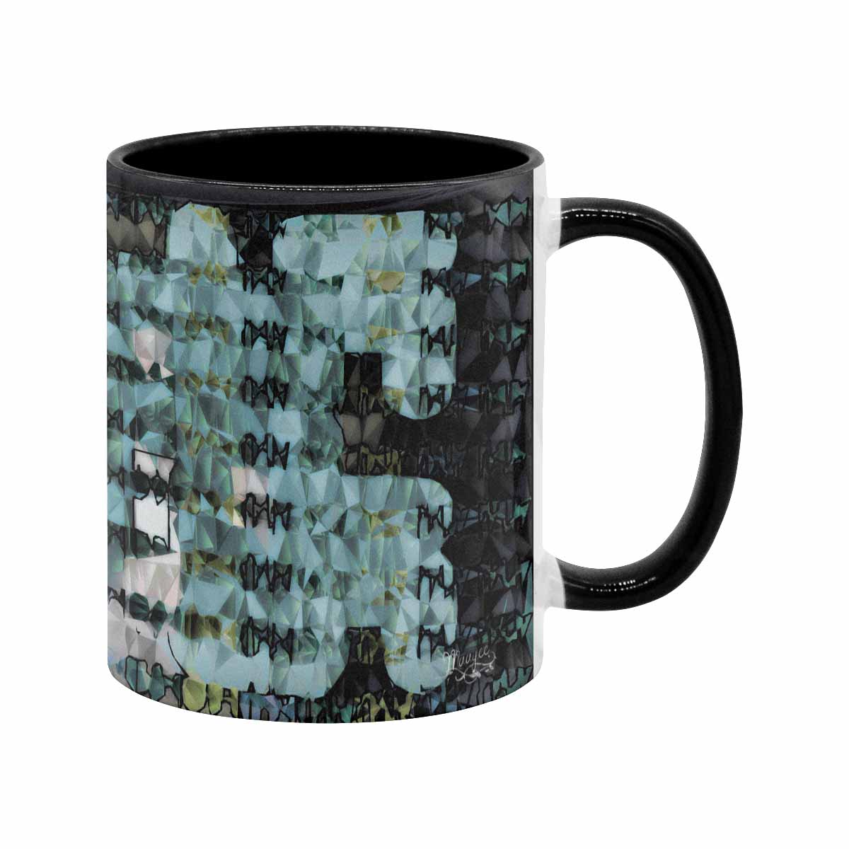 Coffee Mug, tea cup, black core, abstract, design 51