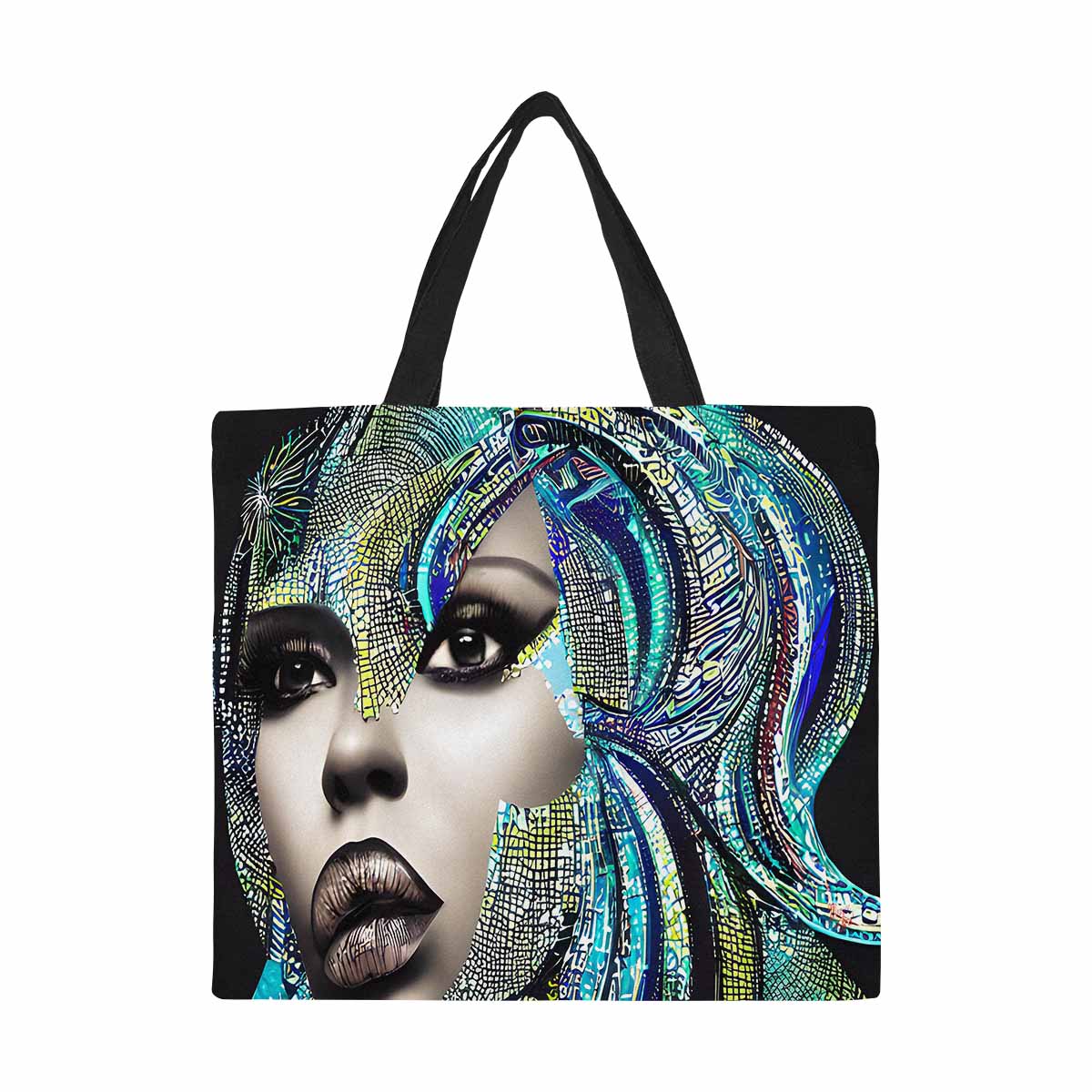 Canvas tote bag, Large, Black Faces, Set 1, design 35