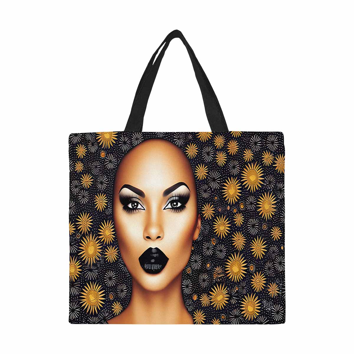 Canvas tote bag, Large, Black Faces, Set 1, design 39