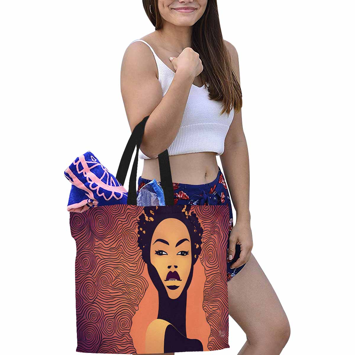 Canvas tote bag, Large, Black Faces, Set 1, design 49