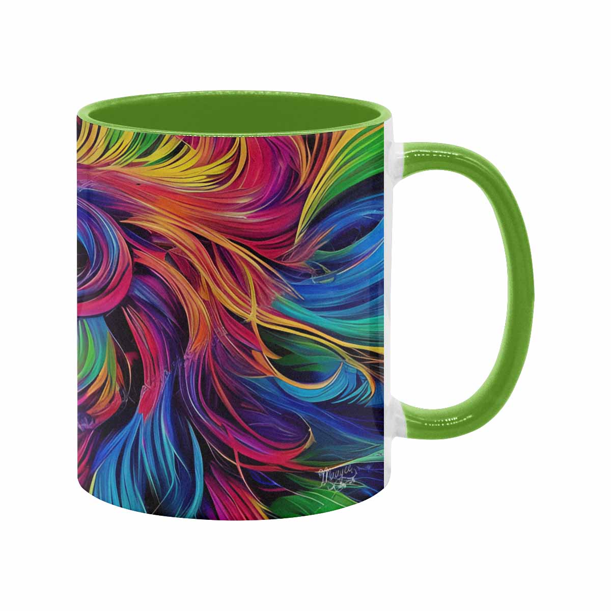 Coffee mug, tea cup, multicolor mug, caucasian type face, design 33