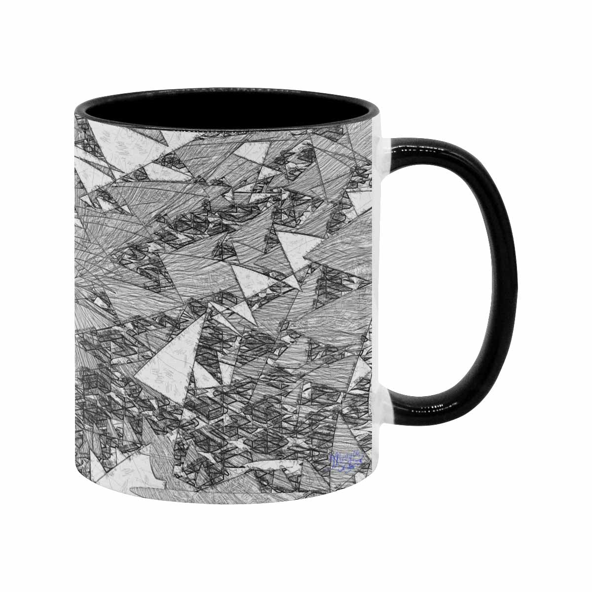 Coffee Mug, tea cup, black core, abstract, design 137