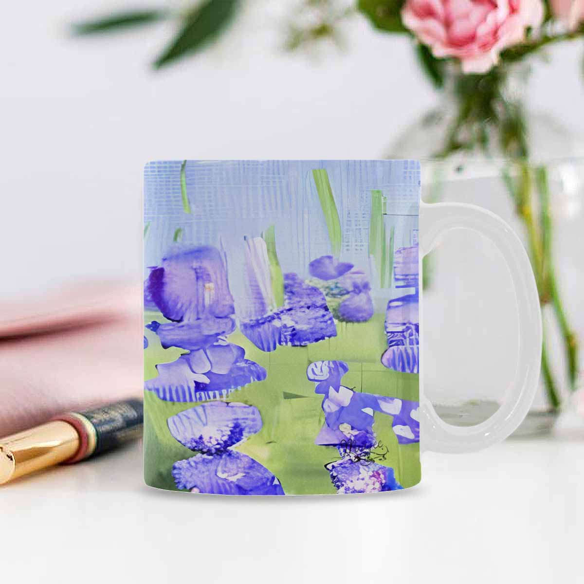 USA made Quality Mug, coffee mug, tea cup, Bright florals, Set 1, Design 105