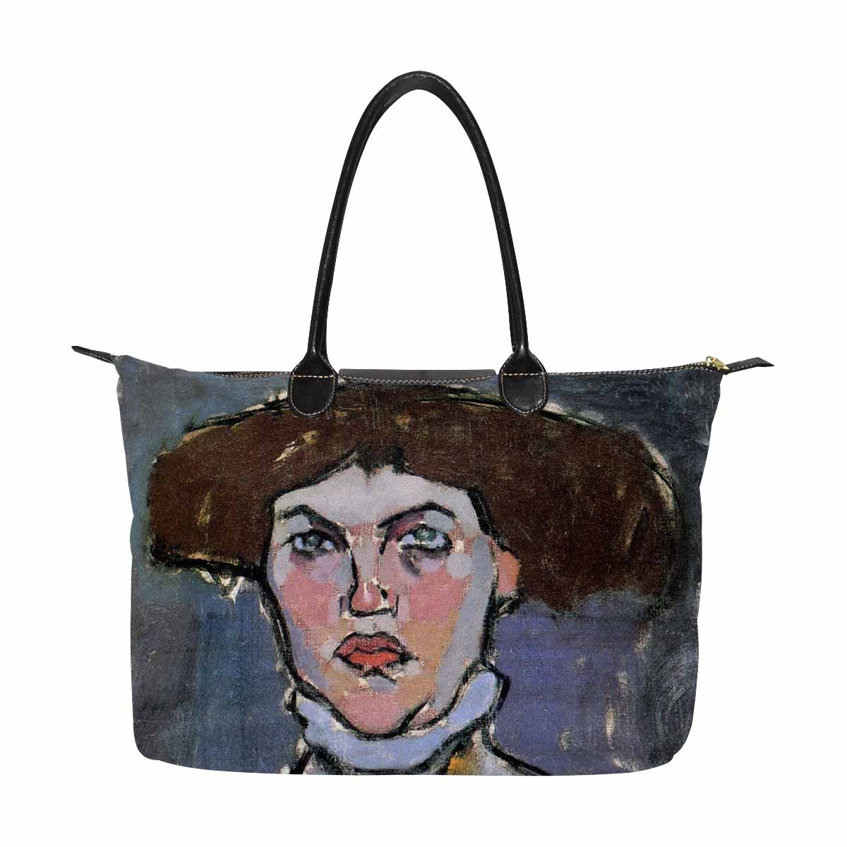 Classic handbag, Modigliani design, choice of 2 colors, Head of a young woman