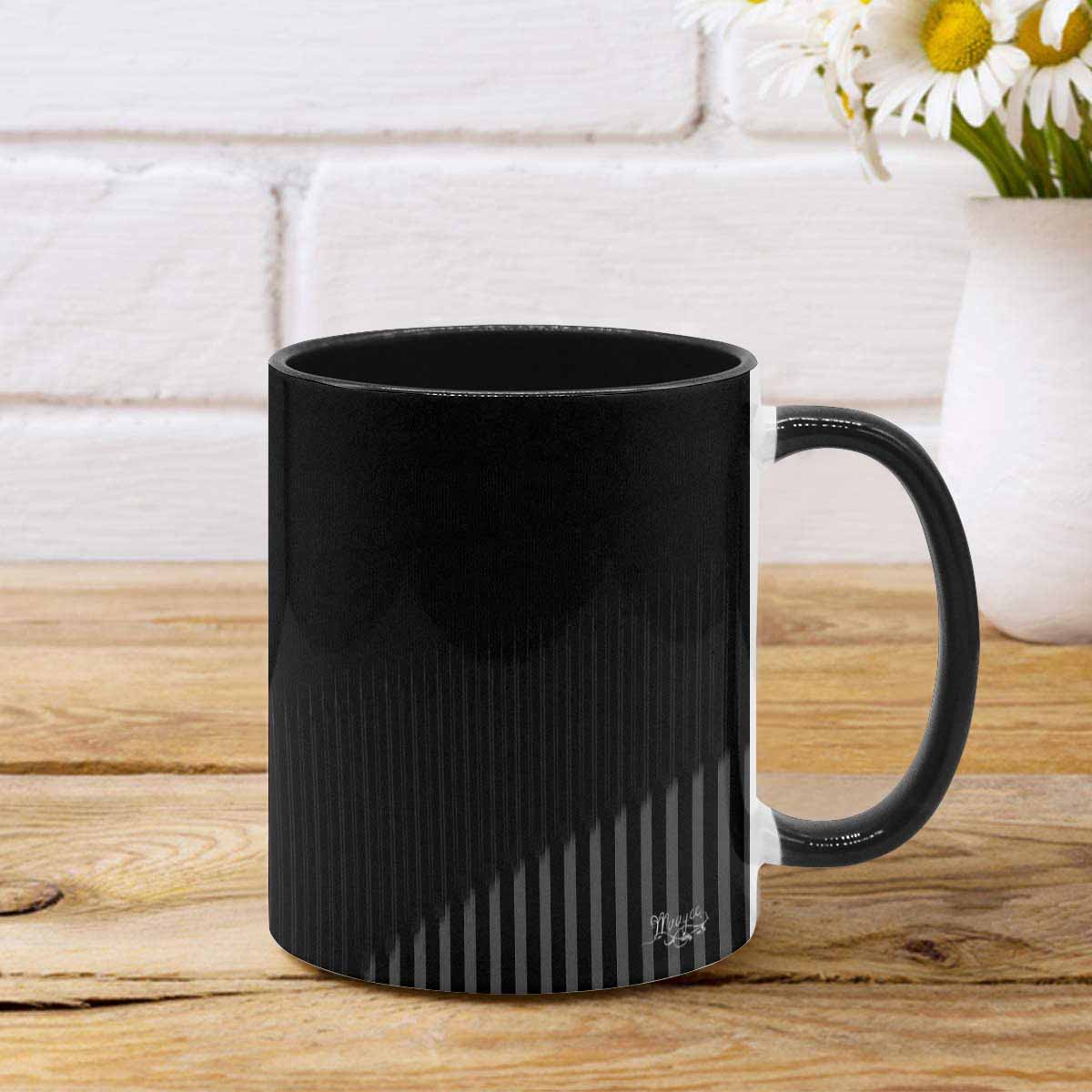 Coffee Mug, tea cup, black core, abstract, design 115