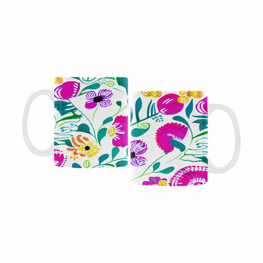 USA made Quality Mug, coffee mug, tea cup, Bright florals, Set 1A, Design 132