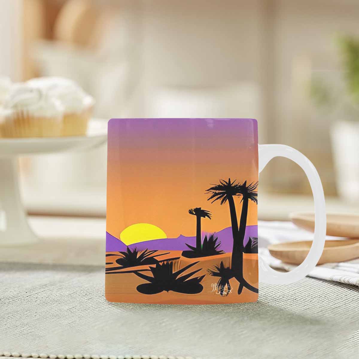 Coffee Mug, tea cup, desert scene, design 53