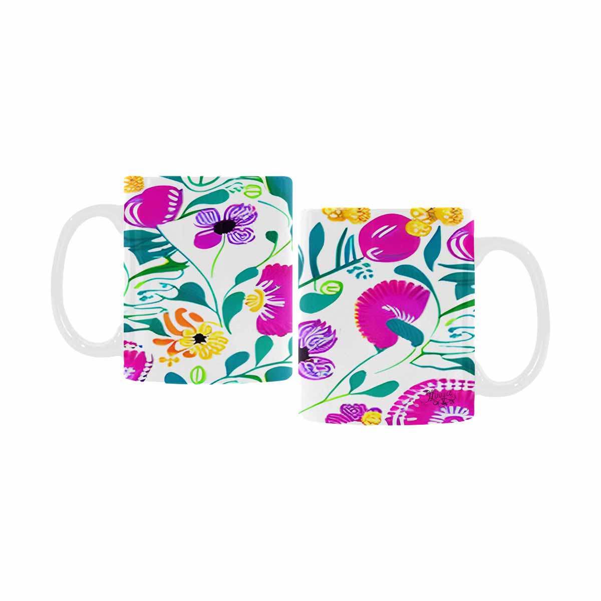 USA made Quality Mug, coffee mug, tea cup, Bright florals, Set 1, Design 132