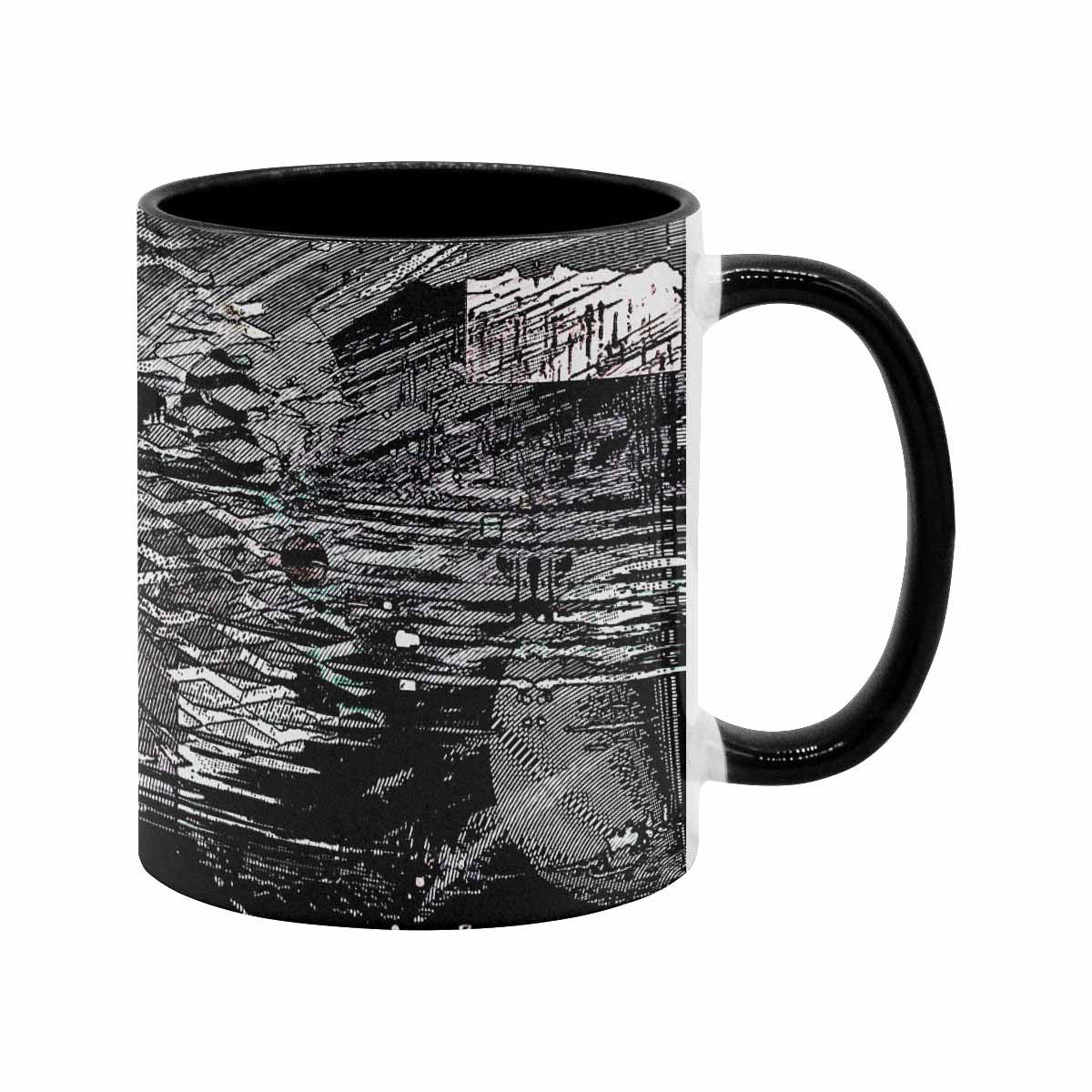 Coffee Mug, tea cup, black core, abstract, design 132