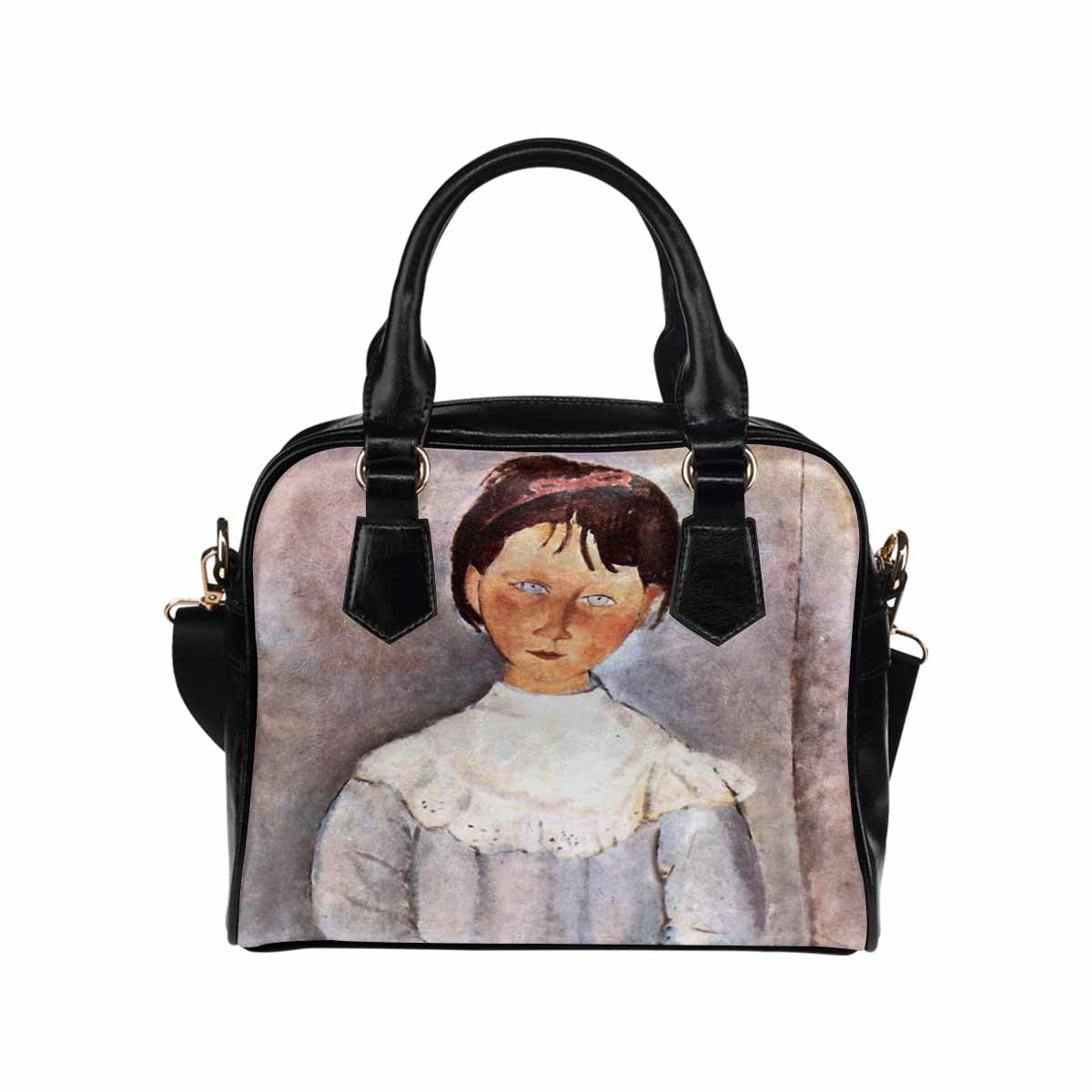 Shoulder PU Leather handbag, Modigliani design, choice of 2 colors, Girl in blue