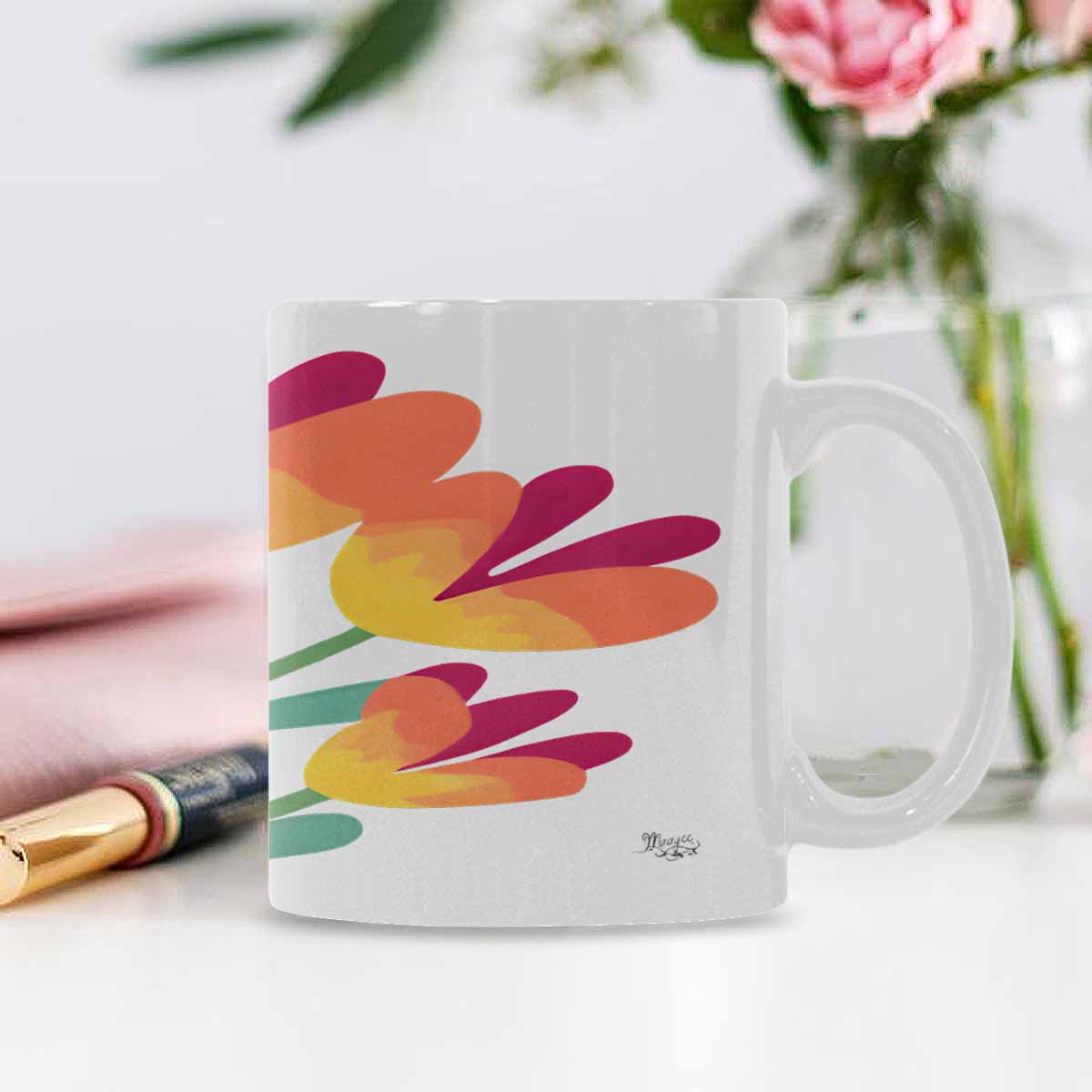 Quality Mug, coffee mug, tea cup, Bright florals, Set 2, design 52