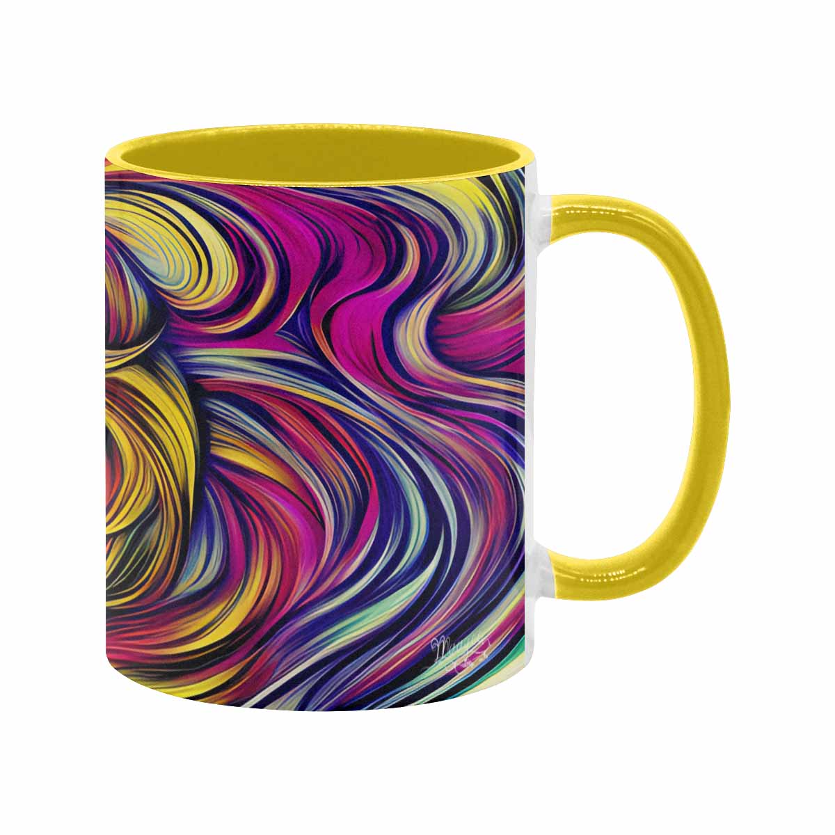 Coffee mug, tea cup, multicolor mug, caucasian type face, design 27