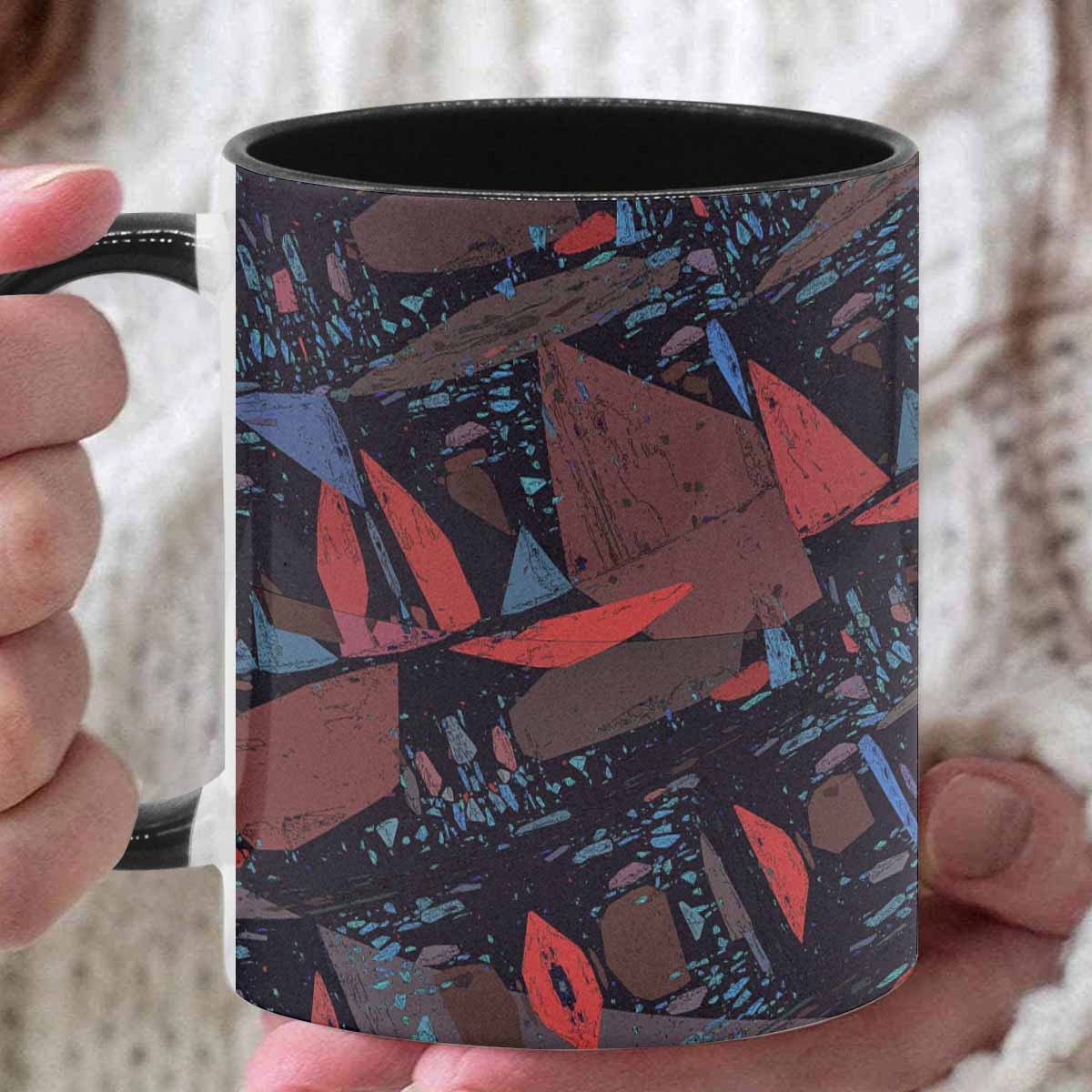 Coffee Mug, tea cup, black core, abstract, design 86