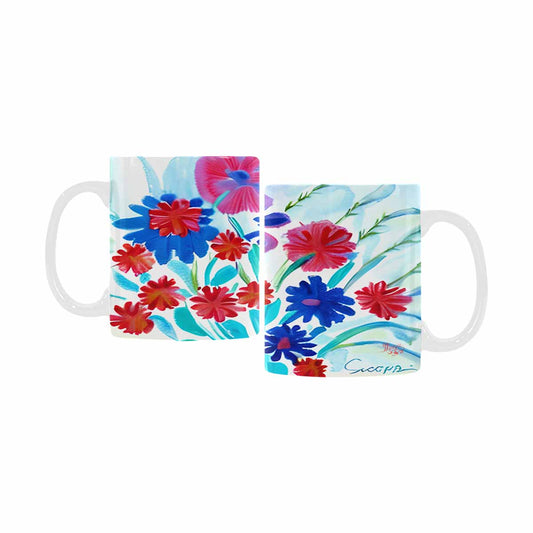 USA made Quality Mug, coffee mug, tea cup, Bright florals, Set 1, Design 115