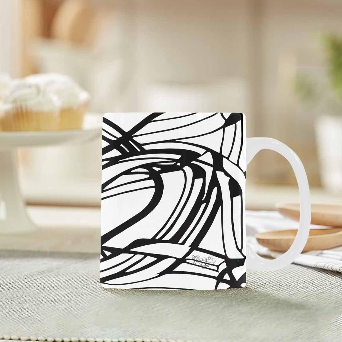 Quality Mug, coffee mug, tea cup, B & W Abstract, Set 1, design 48