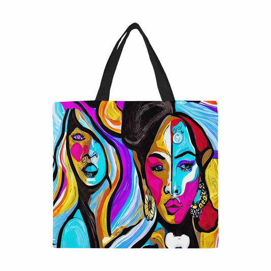 Canvas tote bag, Large, Black Faces, Set 1, design 52