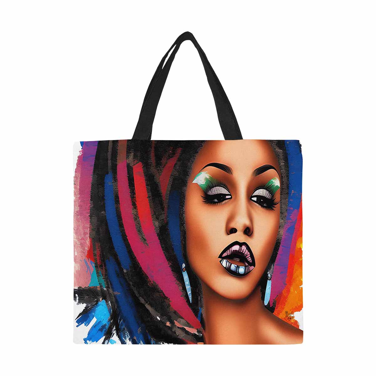 Canvas tote bag, Large, Black Faces, Set 1, design 10