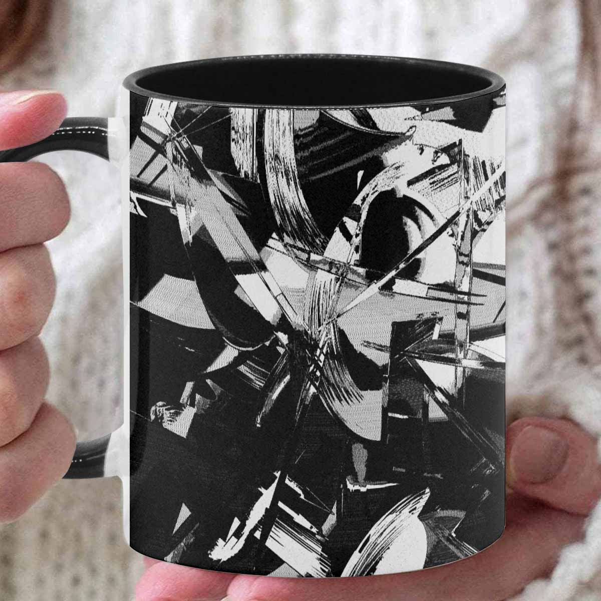 Coffee Mug, tea cup, black core, abstract, design 63